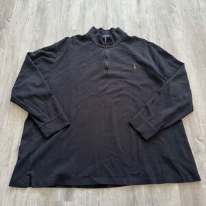 Polo Ralph Lauren Mens 4XB Black Estate Rib Quarter Zip Pullover Sweater